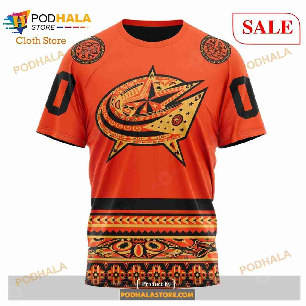 Vibrant Indigenous Columbus Blue Jackets 3d Hoodie With Star Design - Product View 6 Vibrant Indigenous Columbus Blue Jackets 3d Hoodie With Star Design - Product View 6