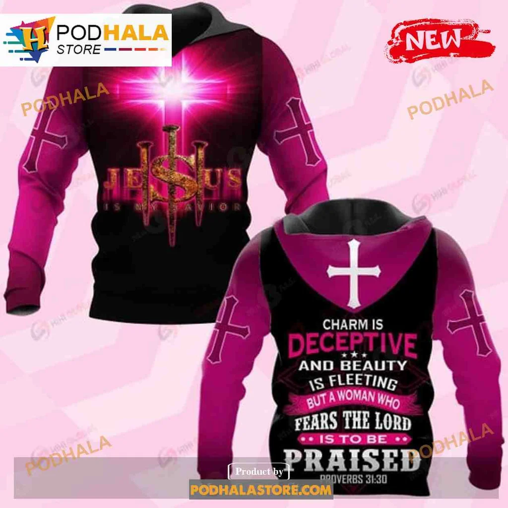 Vibrant Jesus Faith 3d Hoodie, Charm Is Deceptive And Beauty Is Fleeting Design