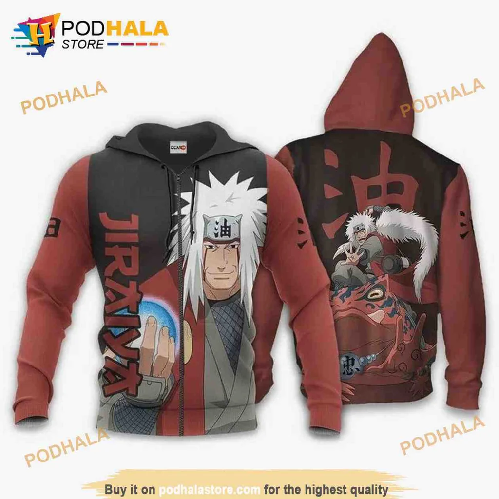 Vibrant Jiraiya Naruto Anime 3d Hoodie With Dynamic Energy Design