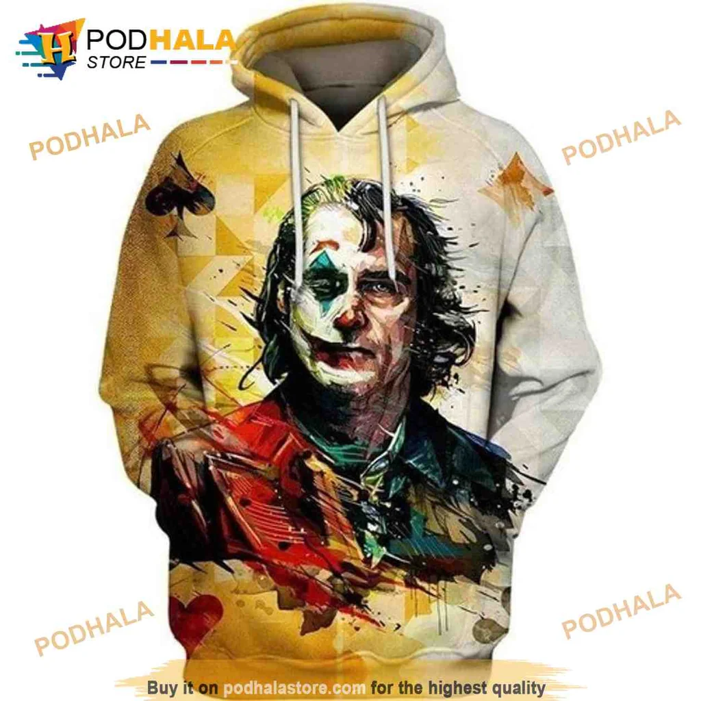 Vibrant Joker Character 3d Hoodie With Intense Abstract Design