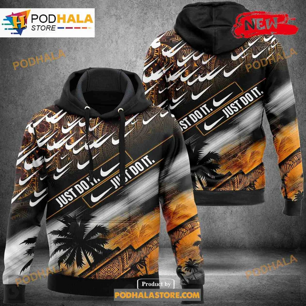 Vibrant Just Do It 3d Hoodie Featuring Tropical Palm Tree Design