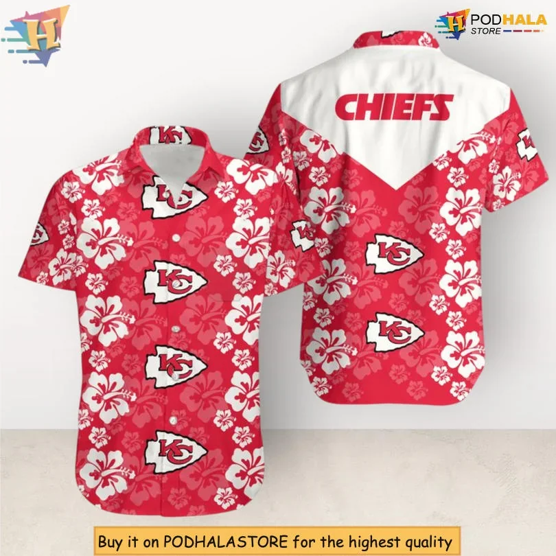 Vibrant Kansas City Chiefs Aloha Shirt With Tropical Hibiscus Design