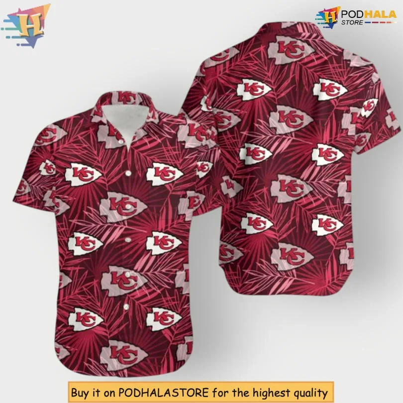 Vibrant Kansas City Chiefs Aloha Shirt With Tropical Palm Leaves Design