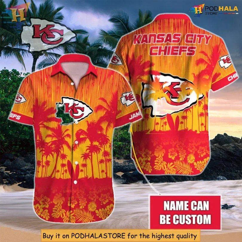 Vibrant Kansas City Chiefs Hawaiian Shirt With Tropical Sunset Design