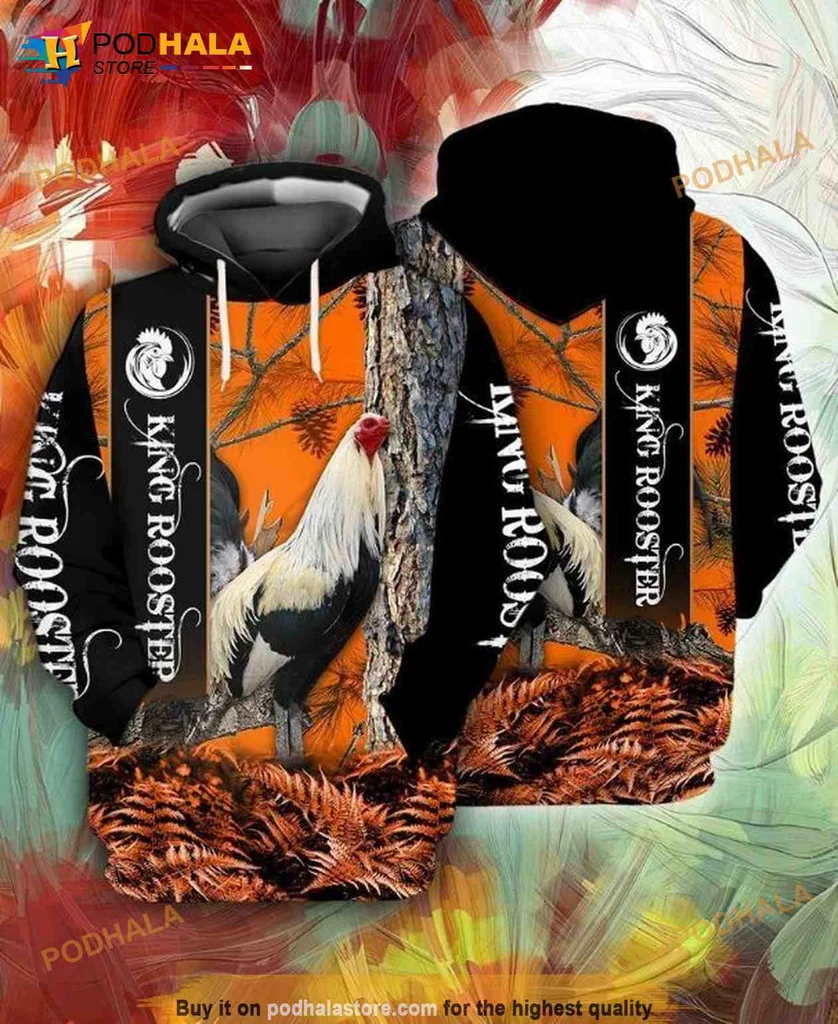 Vibrant King Rooster 3d Hoodie With Nature Inspired Design