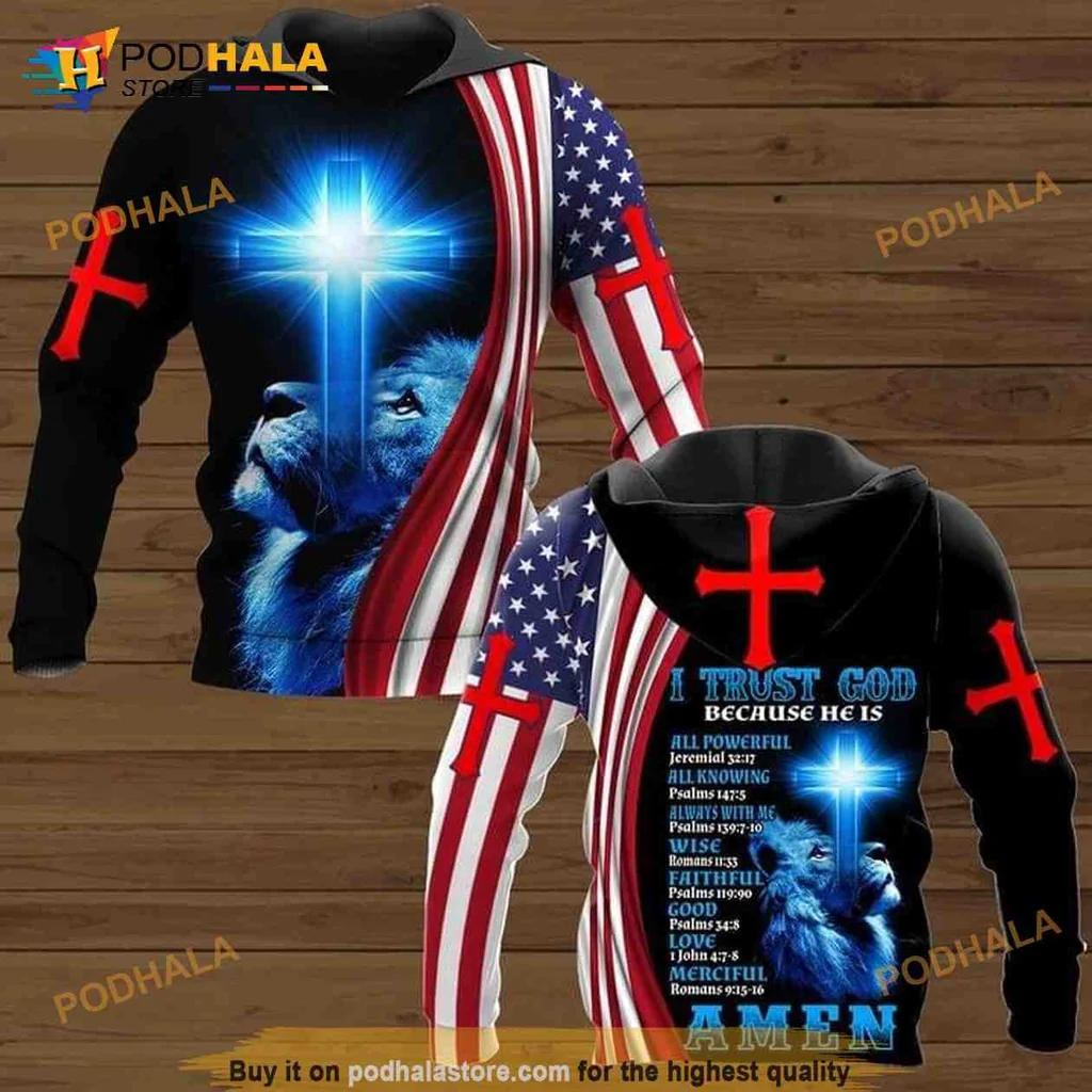 Vibrant Lion Faith 3d Hoodie Featuring Trust In God Design