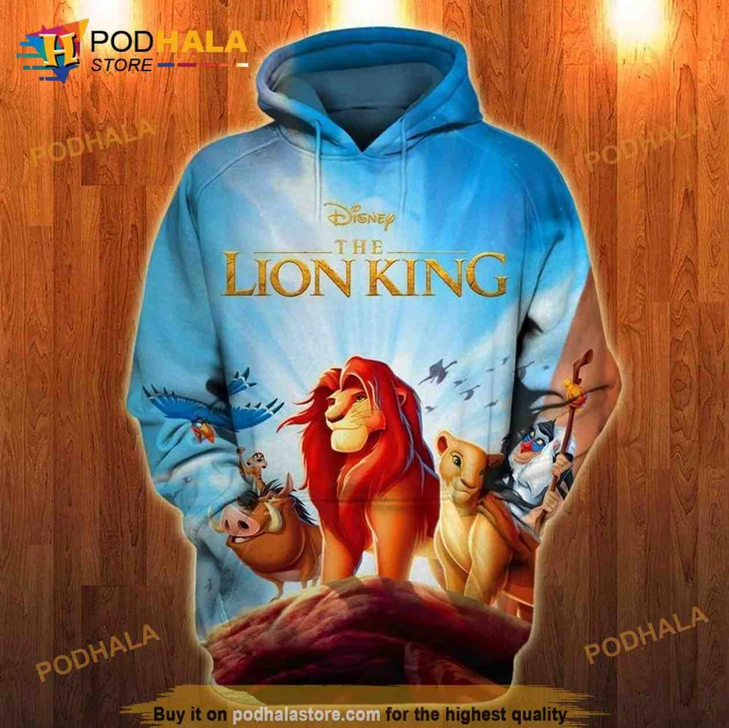 Vibrant Lion King 3d Hoodie Featuring Simba, Mufasa, And Nala Design