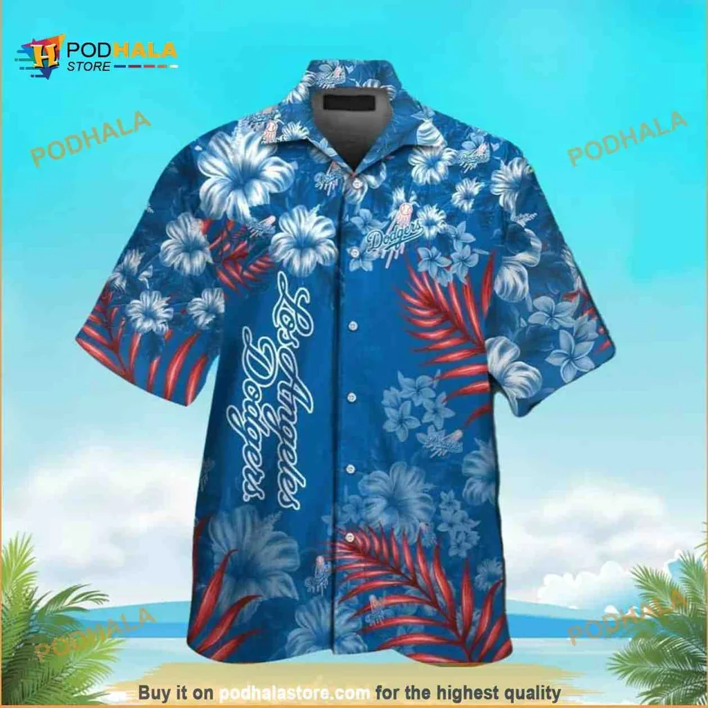 Vibrant Los Angeles Dodgers Hawaiian Shirt With Tropical Floral Design