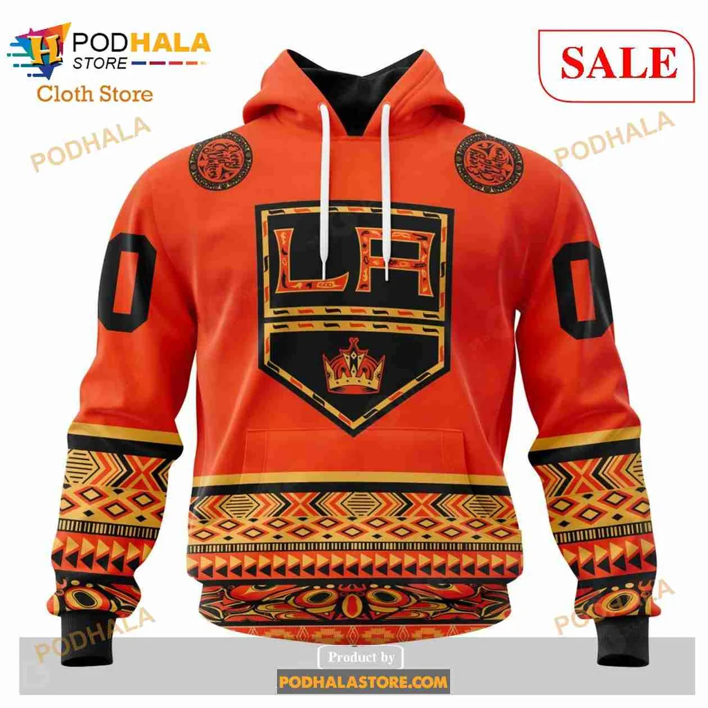 Vibrant Los Angeles Kings 3d Hoodie With Bold Crown Emblem And Tribal Design