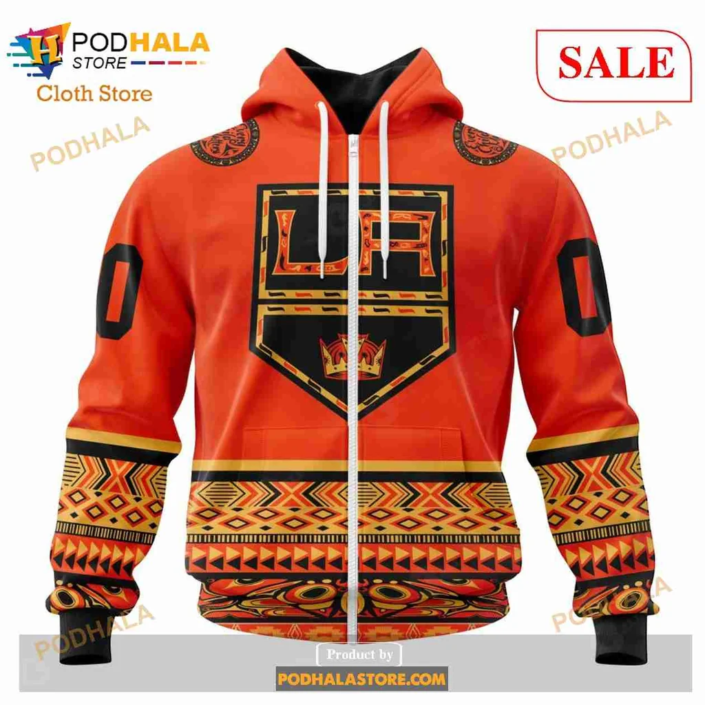 Vibrant Los Angeles Kings All Over Print Hoodie With Bold Crown Emblem And Tribal Design Vibrant Los Angeles Kings All Over Print Hoodie With Bold Crown Emblem And Tribal Design