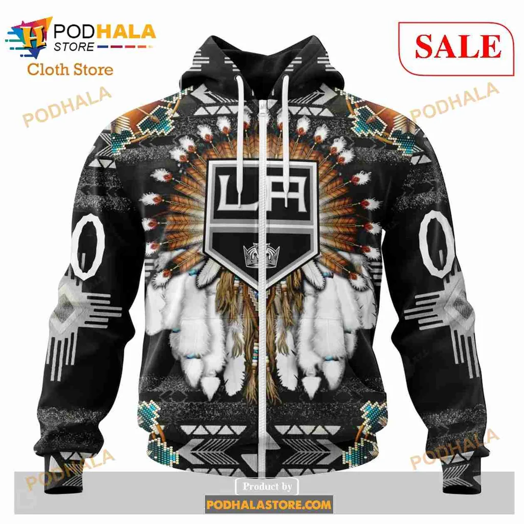 Vibrant Los Angeles Kings All Over Print Hoodie With Native American Inspired Design Vibrant Los Angeles Kings All Over Print Hoodie With Native American Inspired Design