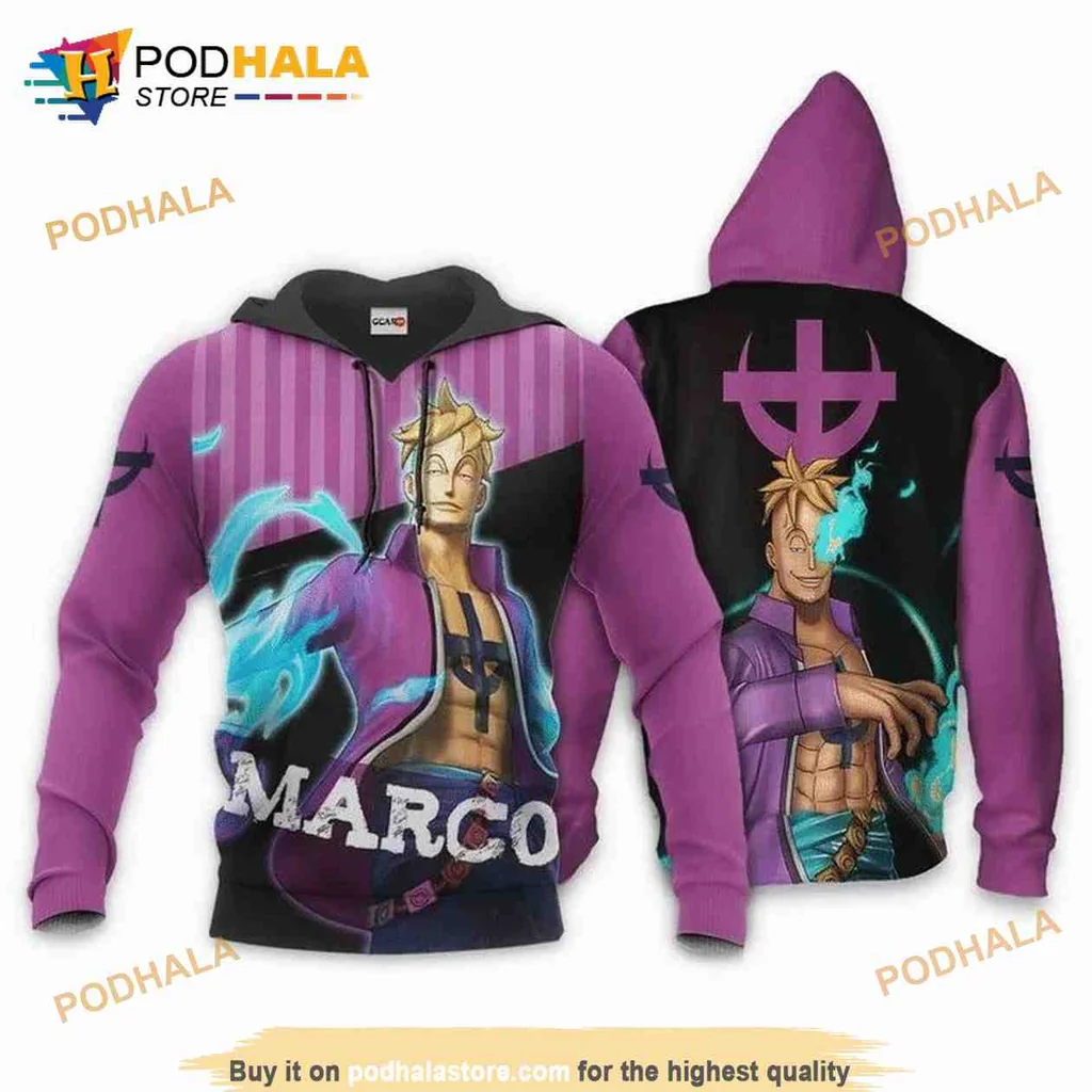 Vibrant Marco One Piece 3d Hoodie With Colorful Flames And Bold Design