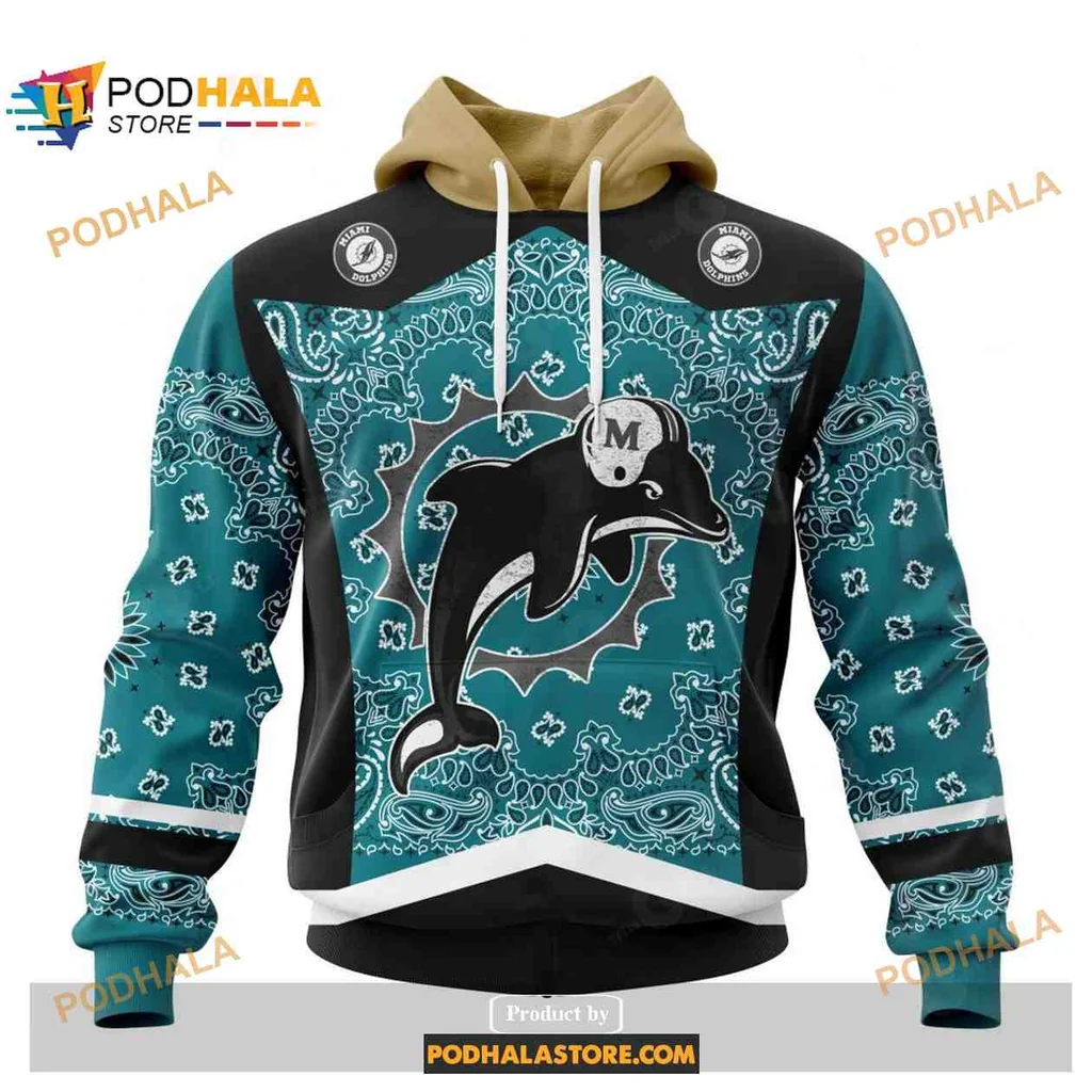 Vibrant Miami Dolphins 3d Hoodie Featuring Stylized Dolphin And Teal Background