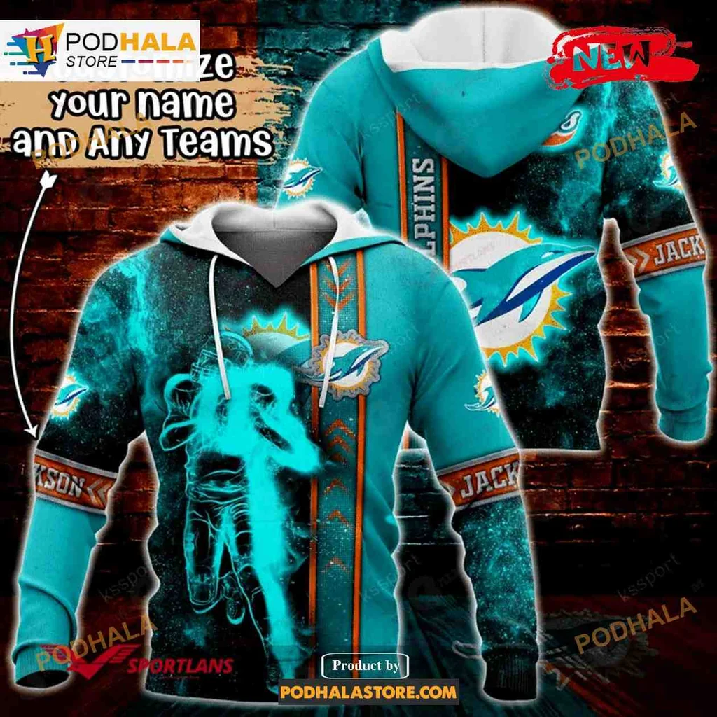 Vibrant Miami Dolphins 3d Hoodie With Cosmic Dolphin Design