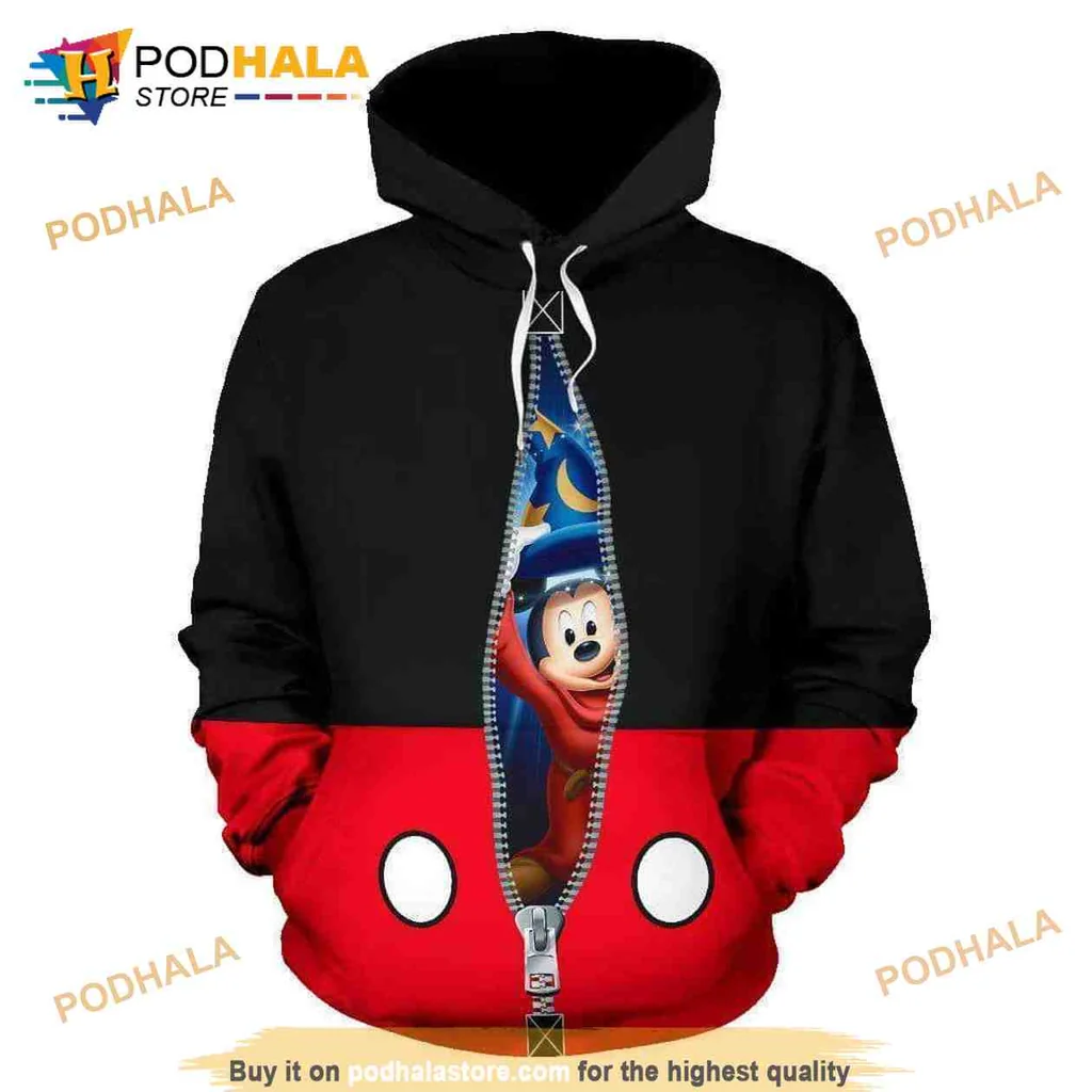 Vibrant Mickey Mouse Fantasia 3d Hoodie With Magical Design And Stars