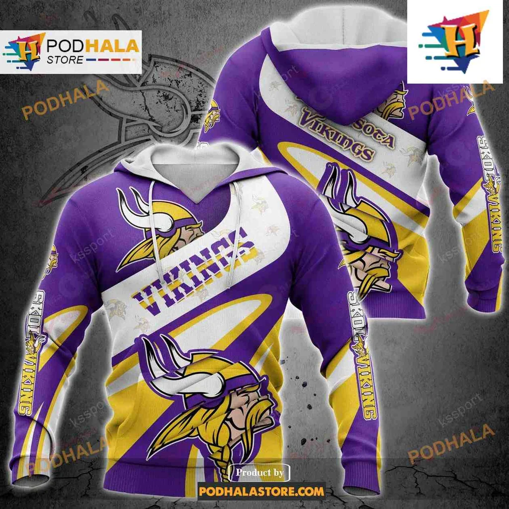 Vibrant Minnesota Vikings 3d Hoodie Featuring Bold Team Logo Design