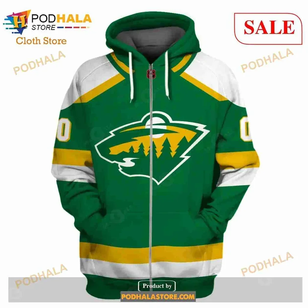Vibrant Minnesota Wild Bear Head Hoodie With Custom Name And Number