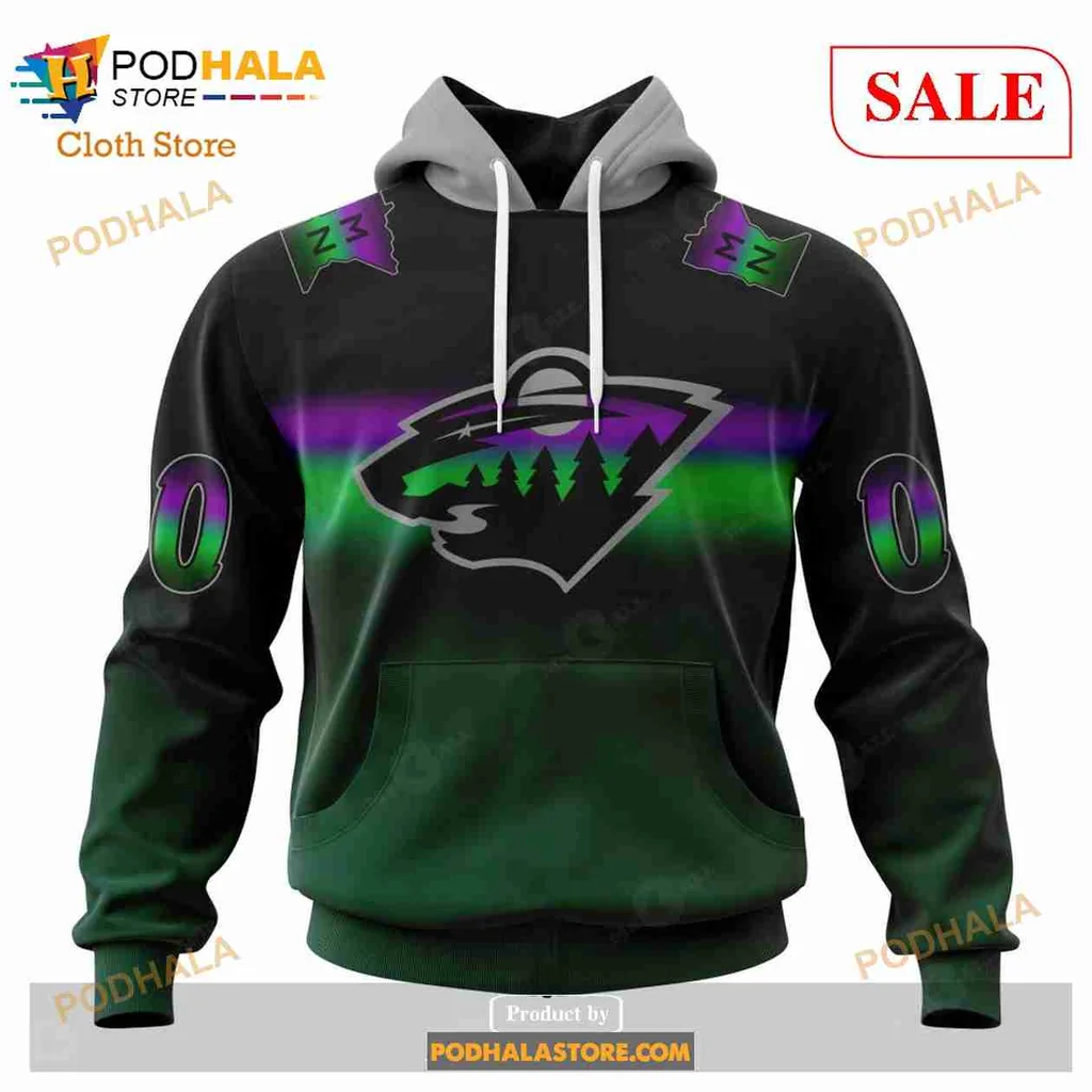 Vibrant Minnesota Wild Bear Hoodie With Pine Trees Design