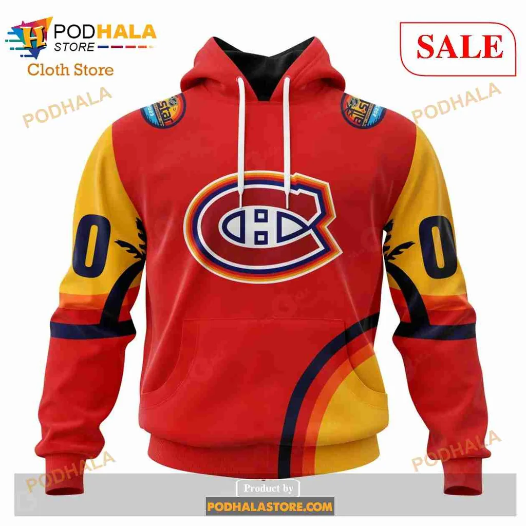 Vibrant Montreal Canadiens Sunset 3d Hoodie With Bold Logo Design