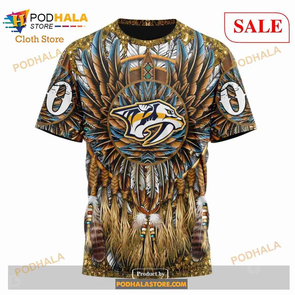 Vibrant Nashville Predators 3d Hoodie With Tribal Feather Design - Product View 6 Vibrant Nashville Predators 3d Hoodie With Tribal Feather Design - Product View 6
