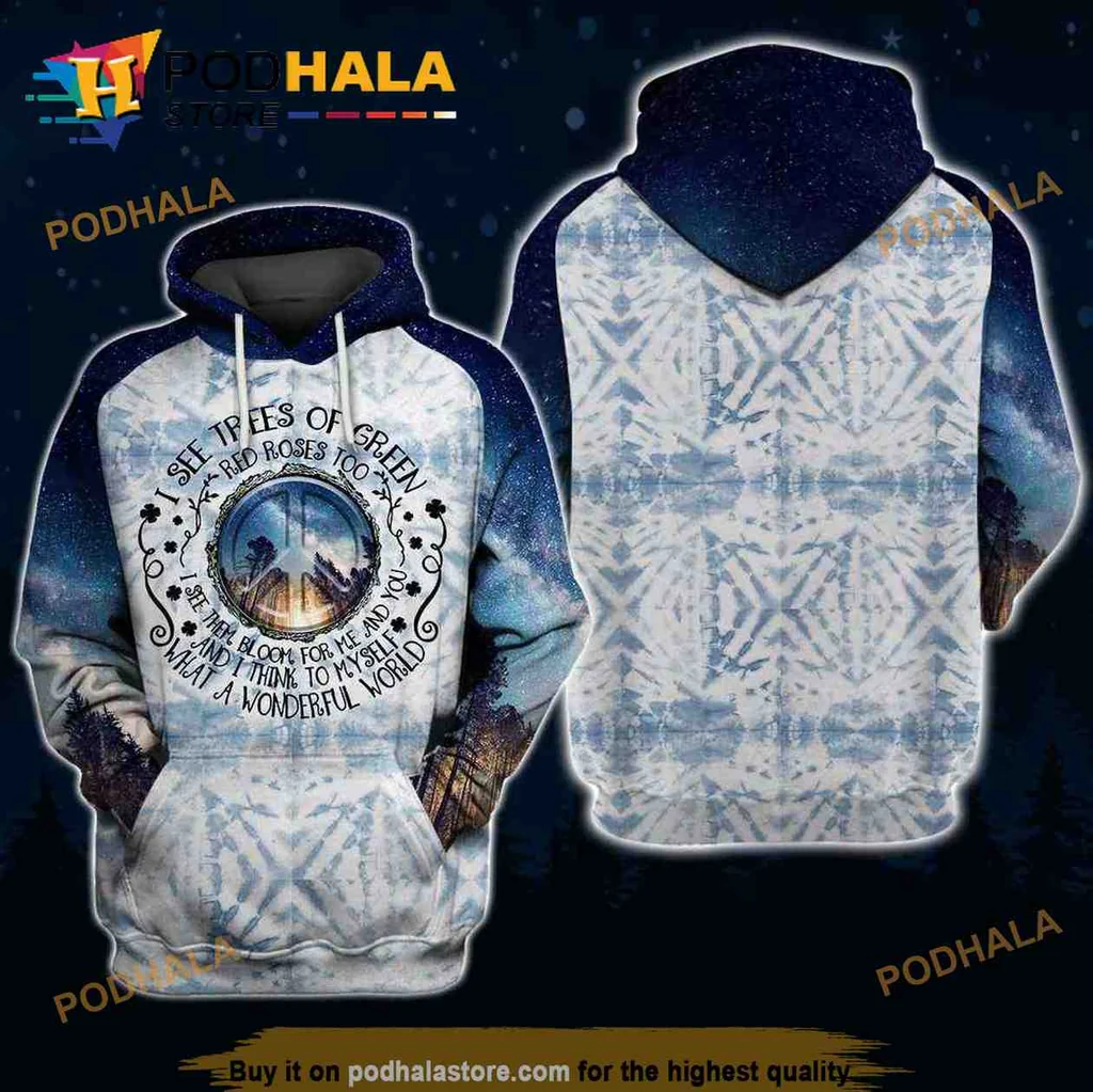 Vibrant Nature Lover 3d Hoodie Featuring I See Trees Of Green Red Roses Too
