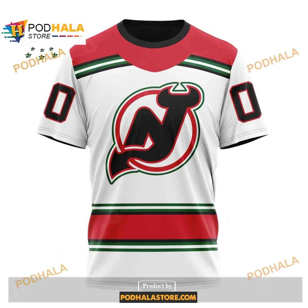 Vibrant New Jersey Devils AOP Hoodie With Bold Logo And Stripes Vibrant New Jersey Devils AOP Hoodie With Bold Logo And Stripes