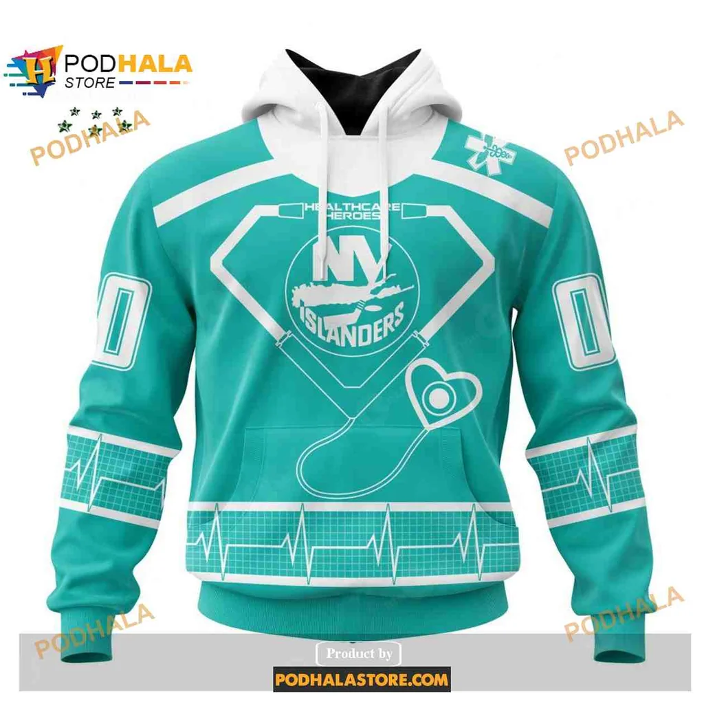 Vibrant New York Islanders Healthcare Heroes Hoodie With Superhero Emblem
