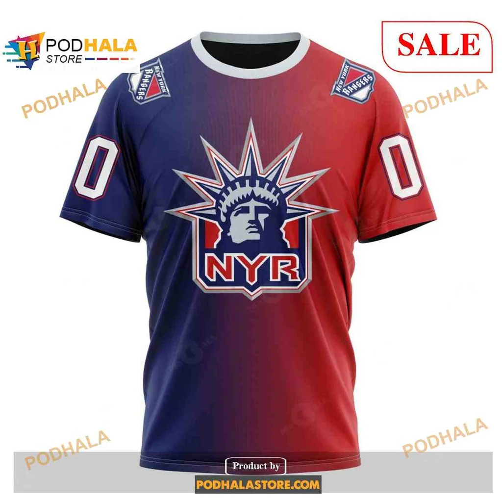 Vibrant New York Rangers Hoodie Featuring Statue Of Liberty Design - View 2 Vibrant New York Rangers Hoodie Featuring Statue Of Liberty Design - View 2