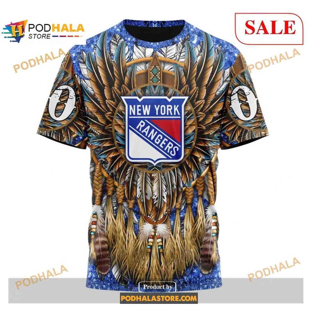 Vibrant New York Rangers Native AOP Hoodie Featuring Tribal Design Vibrant New York Rangers Native AOP Hoodie Featuring Tribal Design
