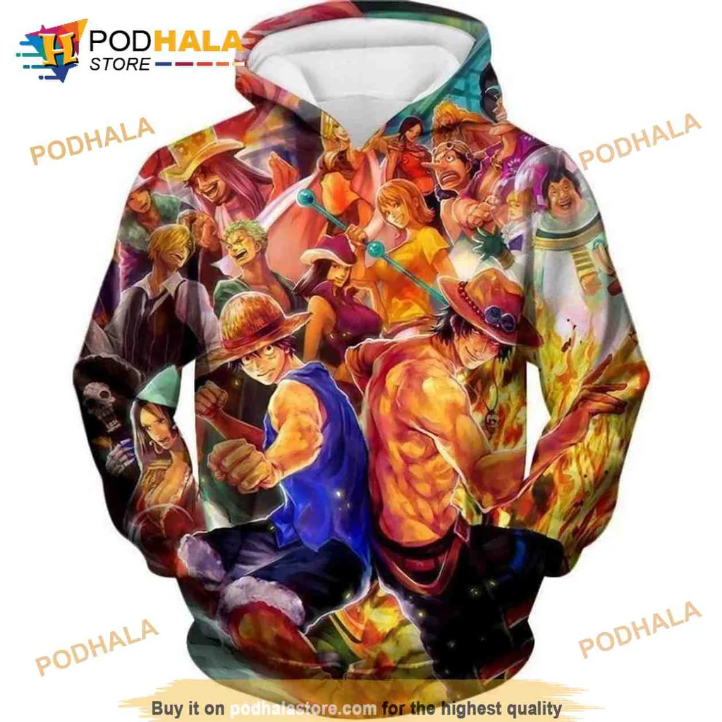 Vibrant One Piece Characters 3d Hoodie Featuring Luffy And Friends