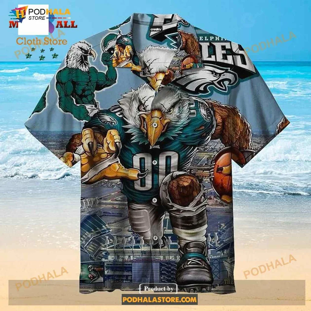 Vibrant Philadelphia Eagles Eagle Hawaiian Shirt With Bold Cartoon Design