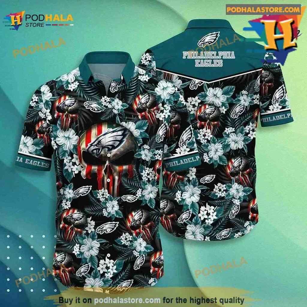 Vibrant Philadelphia Eagles Tropical Hawaiian Shirt With Hibiscus Flowers