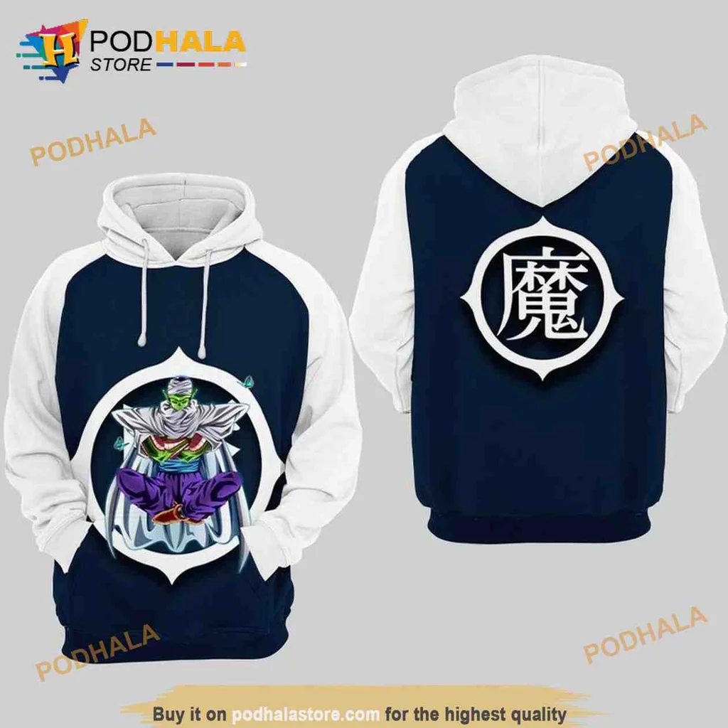 Vibrant Piccolo Dragon Ball 3d Hoodie With Bold Blue And White Design