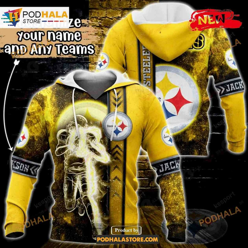 Vibrant Pittsburgh Steelers Football Player 3d Hoodie With Cosmic Design