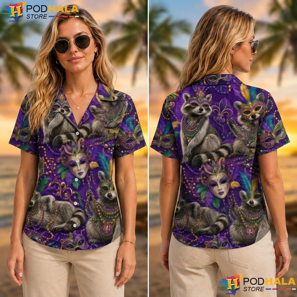 Vibrant Raccoon Festival Aloha Shirt Playful Mens Short Sleeve Top Vibrant Raccoon Festival Aloha Shirt Playful Mens Short Sleeve Top