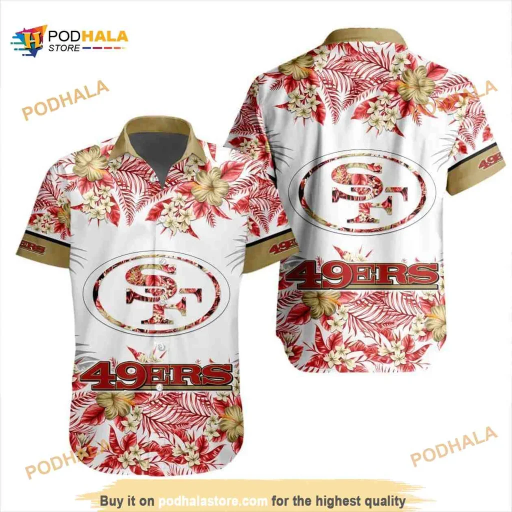 Vibrant San Francisco 49ers Hawaiian Shirt With Tropical Floral Hibiscus Design