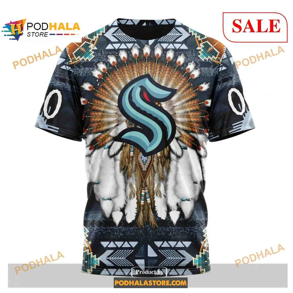 Vibrant Seattle Kraken Eagle AOP Hoodie With Colorful Feather Design Vibrant Seattle Kraken Eagle AOP Hoodie With Colorful Feather Design