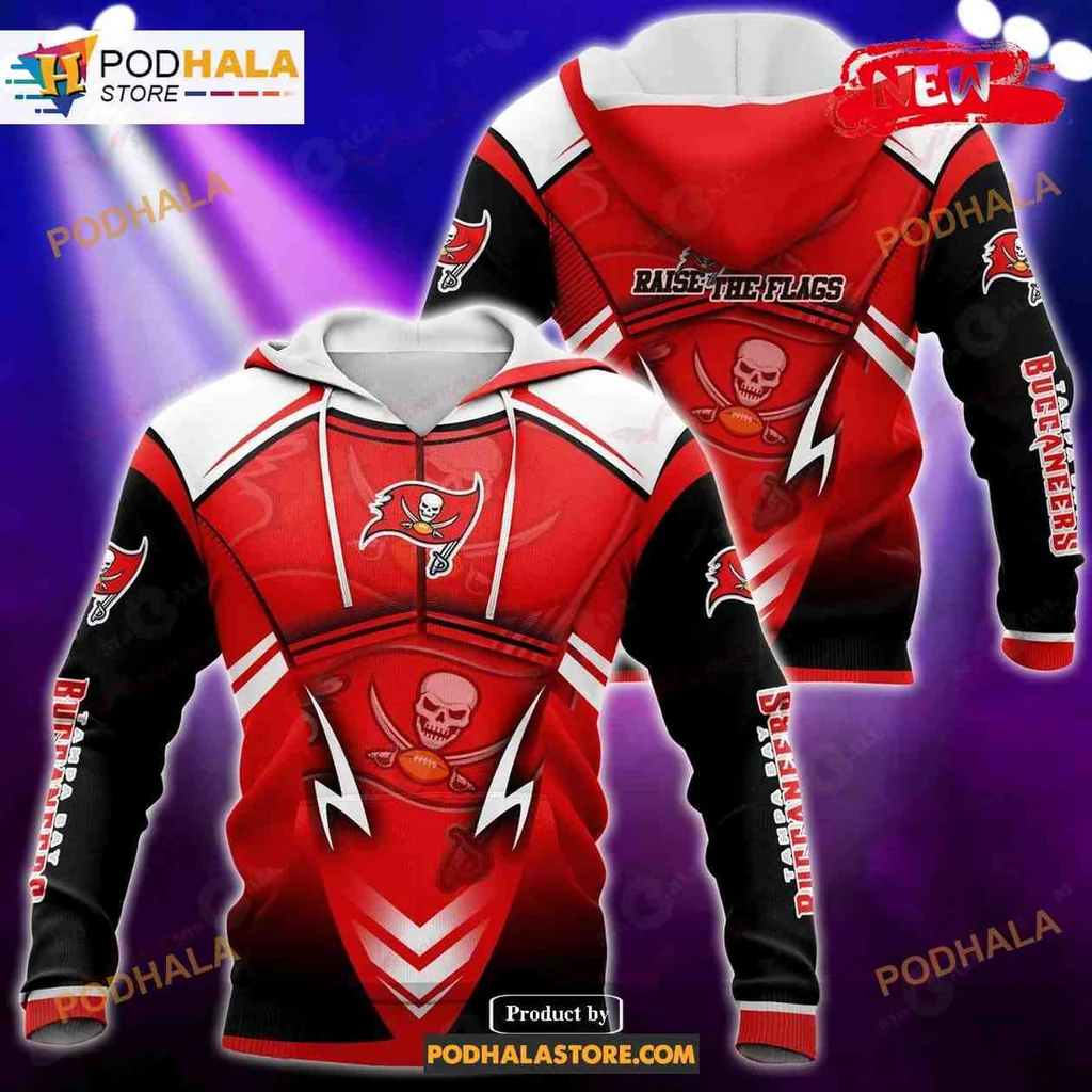 Vibrant Tampa Bay Buccaneers 3d Hoodie With Raise The Flags Design