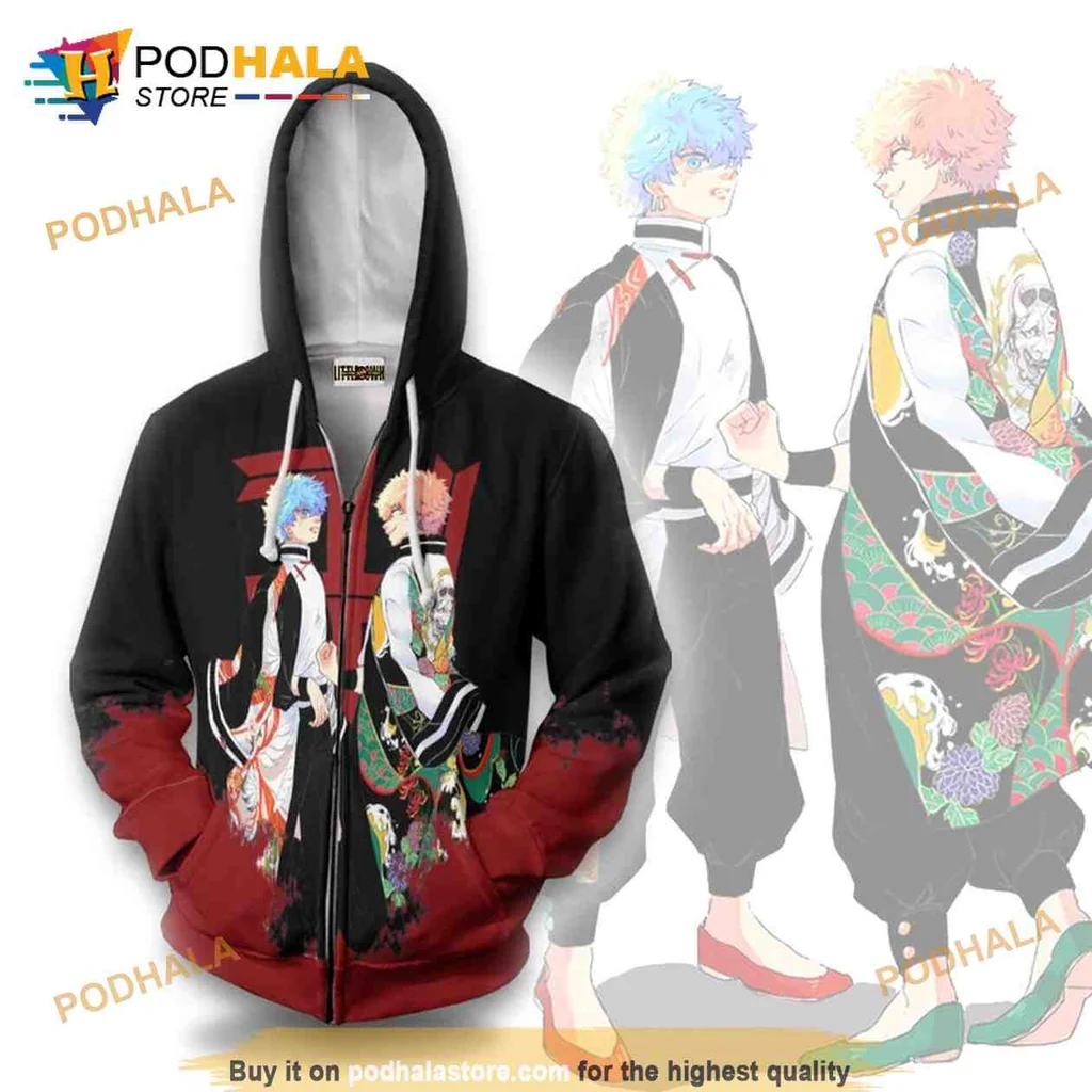 Vibrant Tokyo Revengers Anime 3d Hoodie Featuring Dynamic Characters And Bold Design