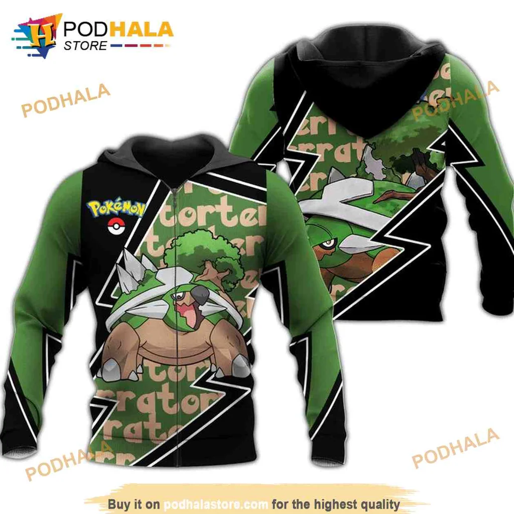 Vibrant Torterra Pokemon 3d Hoodie With Nature Inspired Design