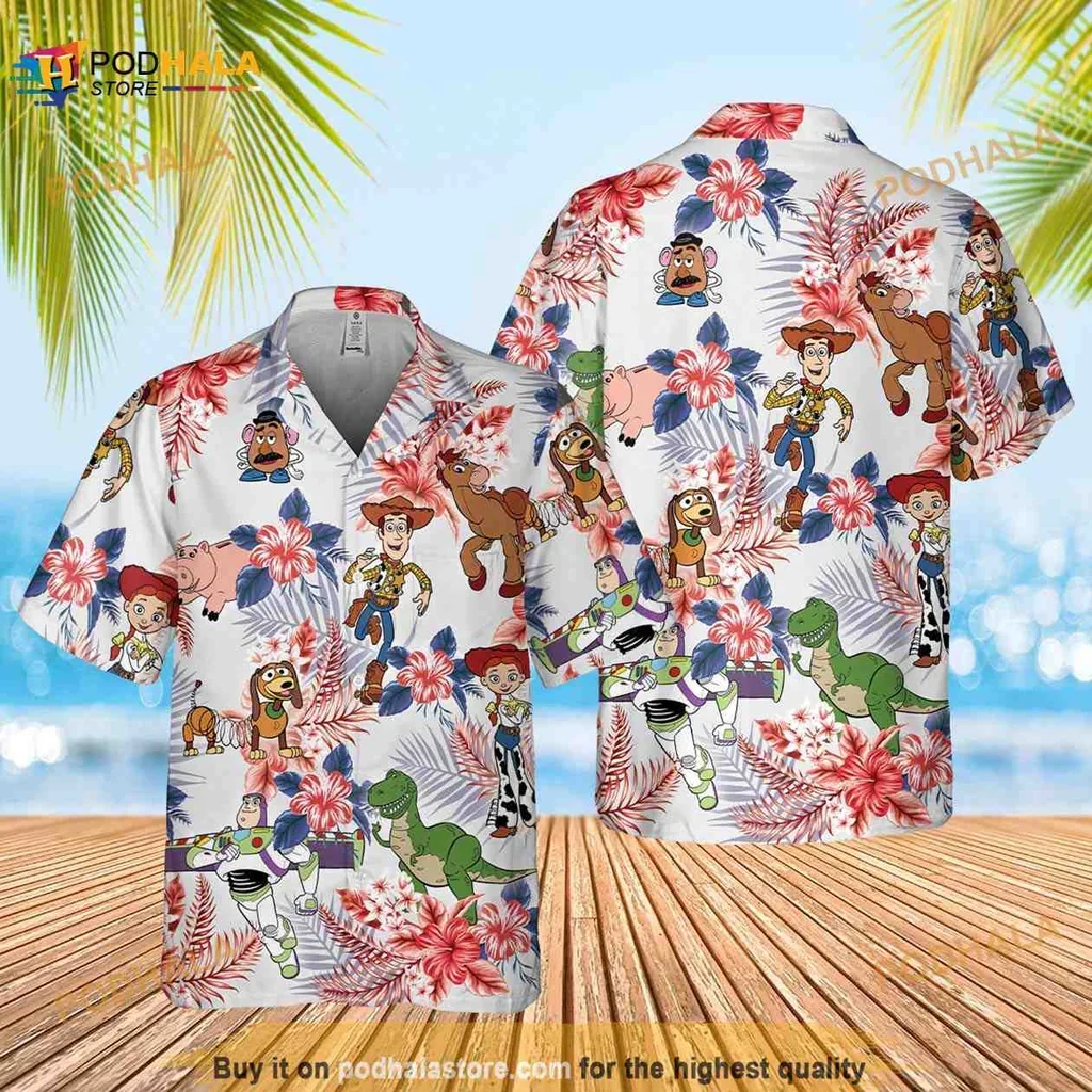 Vibrant Toy Story Characters Hawaiian Shirt Featuring Woody And Buzz Lightyear