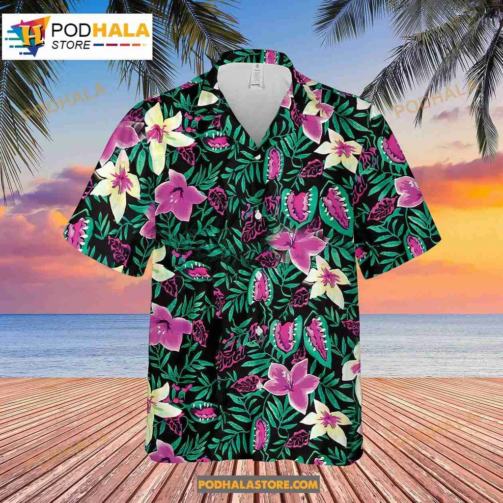 Vibrant Tropical Floral Hawaiian Shirt Featuring Colorful Flowers And Green Foliage