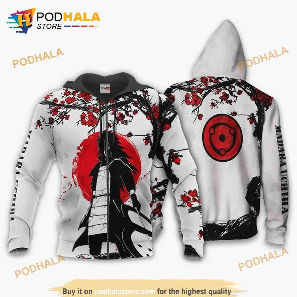 Vibrant Uchiha Madara 3d Hoodie With Cherry Blossom Design
