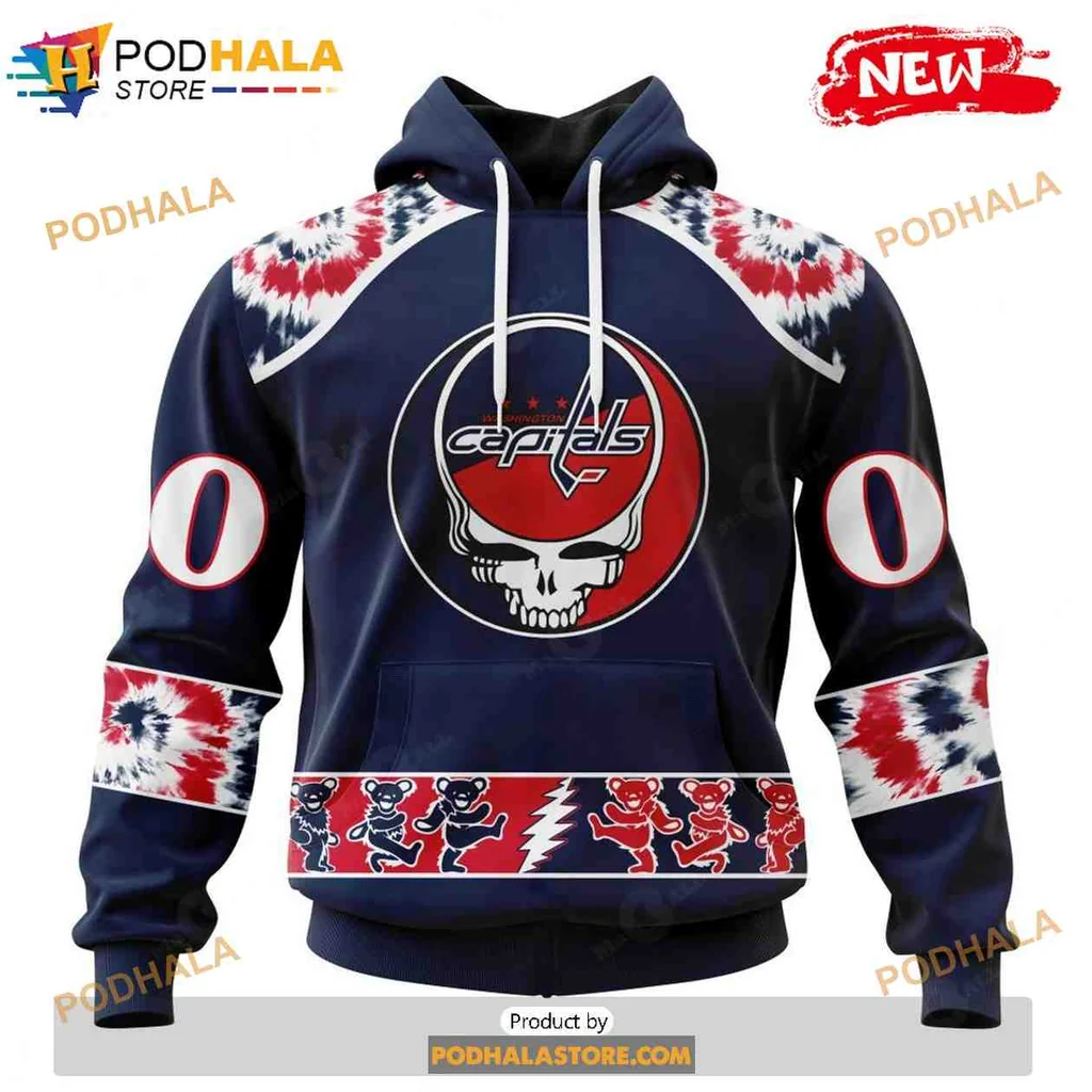 Vibrant Washington Capitals Grateful Dead 3d Hoodie With Tie Dye Design