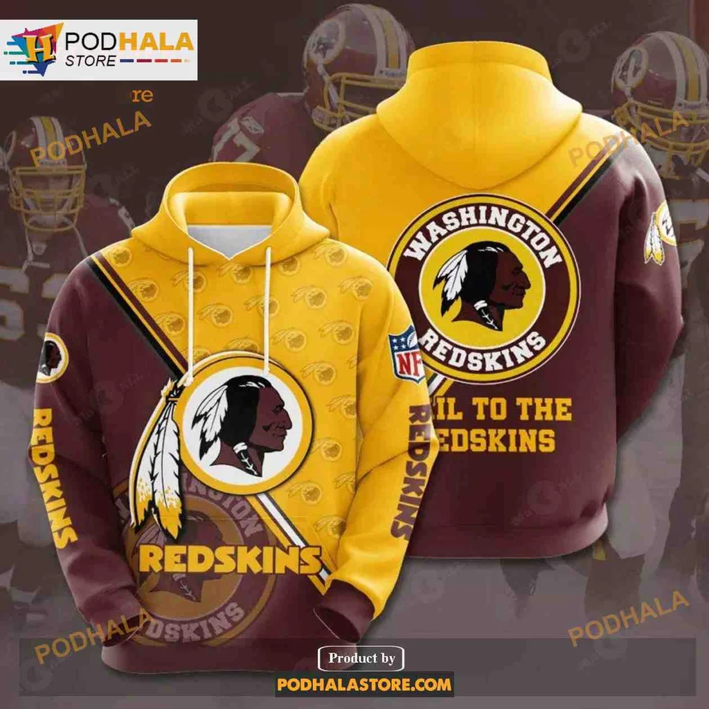Vibrant Washington Football Team 3d Hoodie With Bold Logo Design