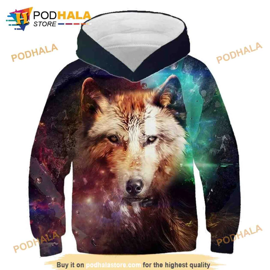 Vibrant Wolf Galaxy 3d Hoodie With Striking Cosmic Design
