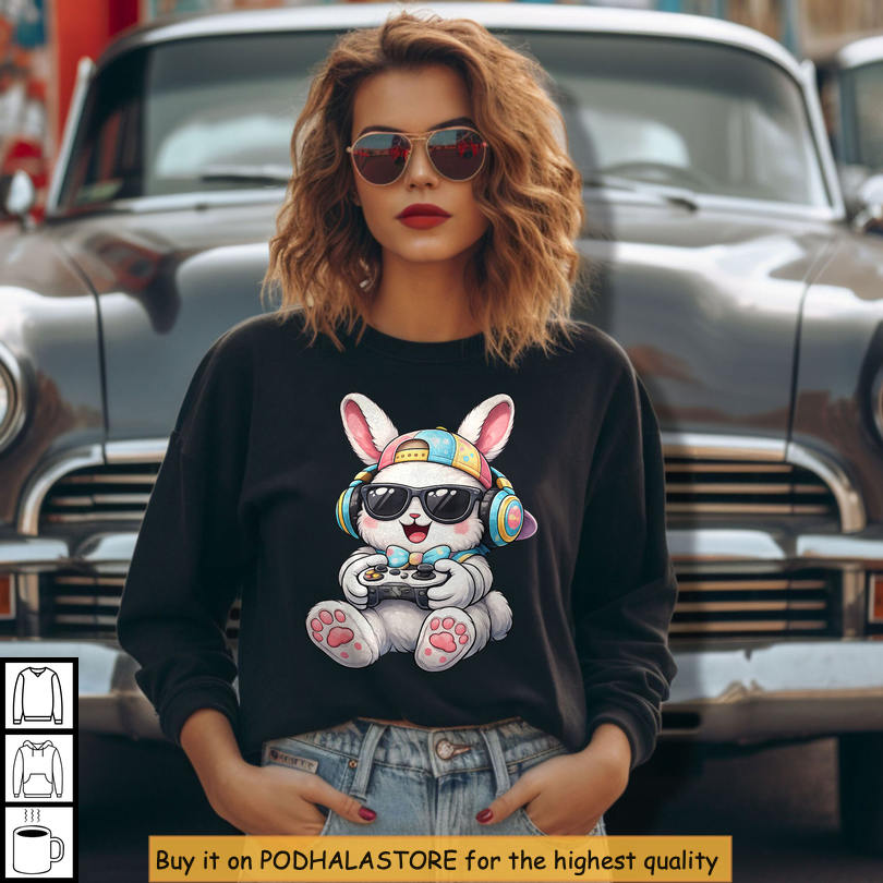 Video Game Bunny Gamer Gift Boys Easter Shirt Happy Easter Gaming Tee