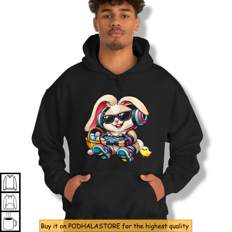 Video Game Bunny Gift Easter Shirt Boys Happy Easter Gamer Graphic Tee