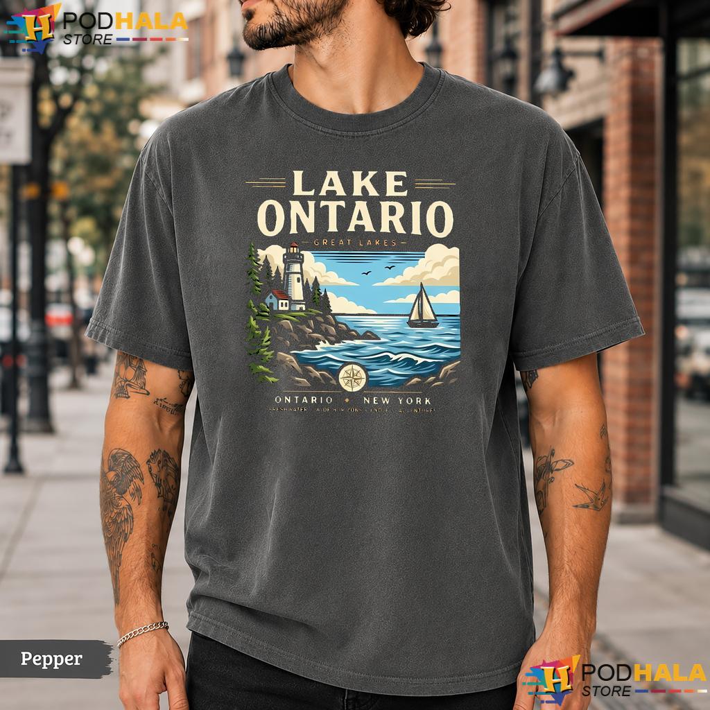 Vintage Adventure Lake Ontario Comfort Colors T-Shirt Scenic Lighthouse