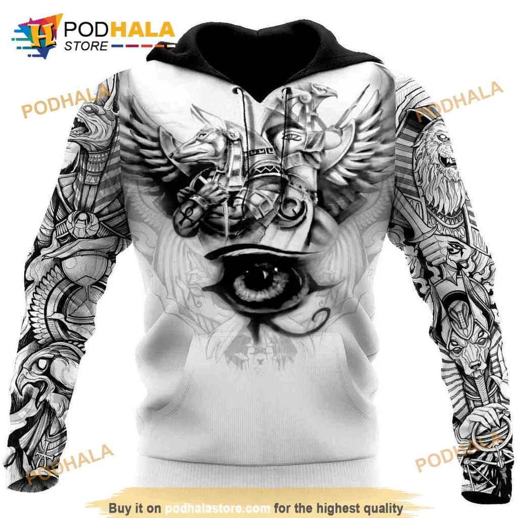 Vintage Anubis Eye Of Horus 3d Hoodie With Intricate Design